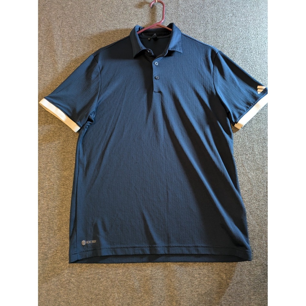 Adidas Shirt Mens Medium Windsor Blue Heat.RDY Tech Golf Polo Performance